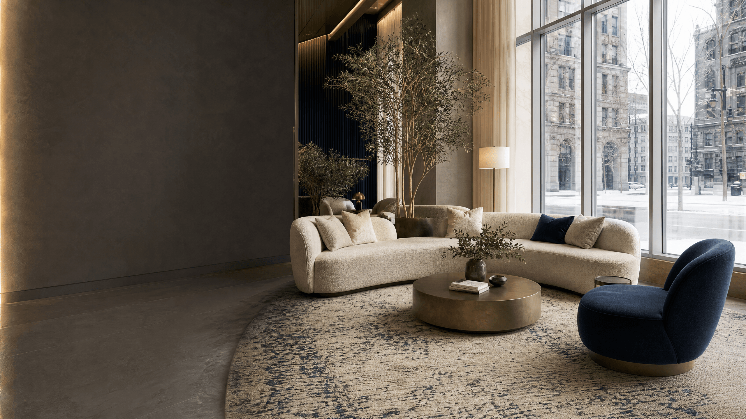 A refined Montreal interior with clean carpet and upholstery