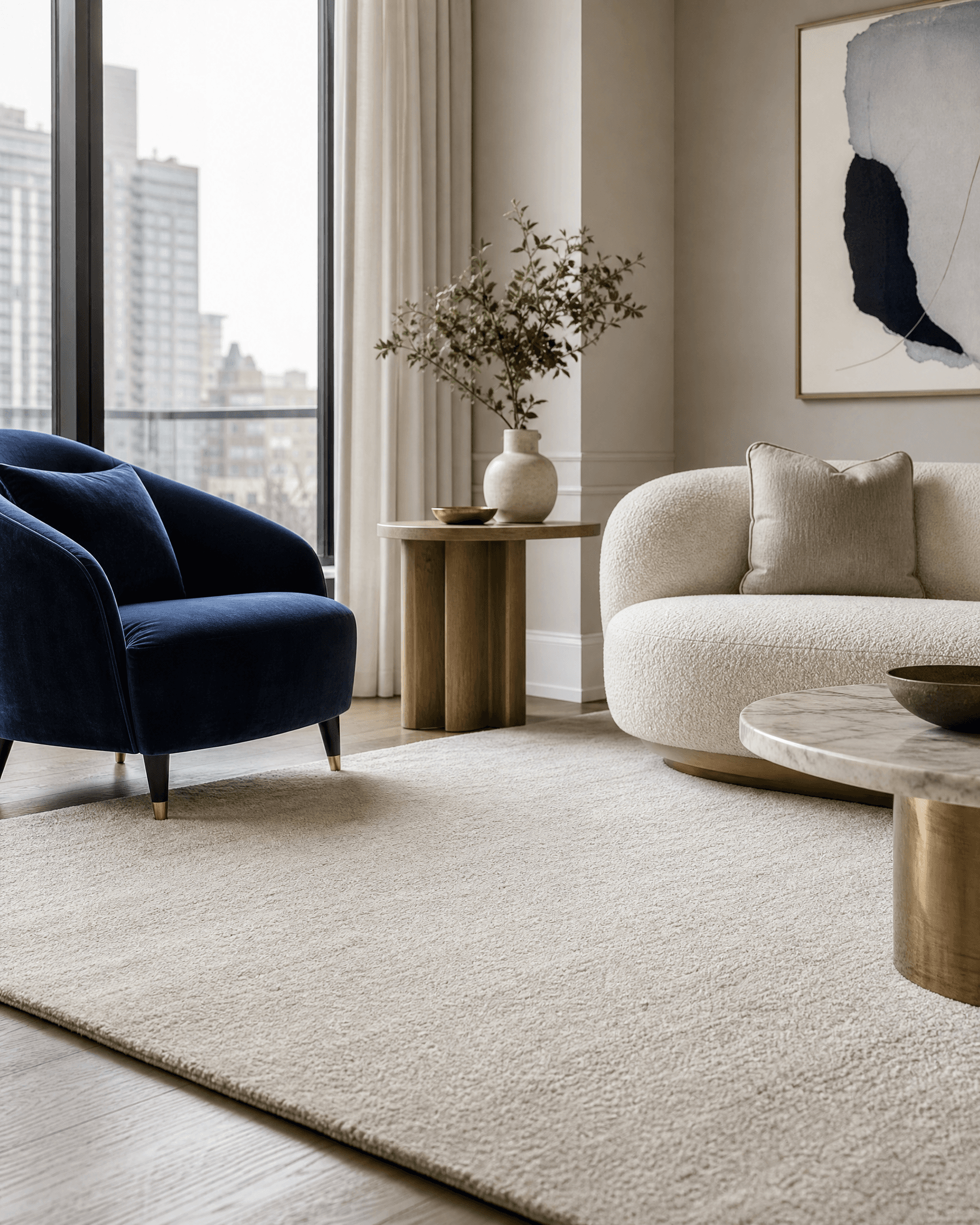 A welcoming Montreal living room with freshly cared-for textiles